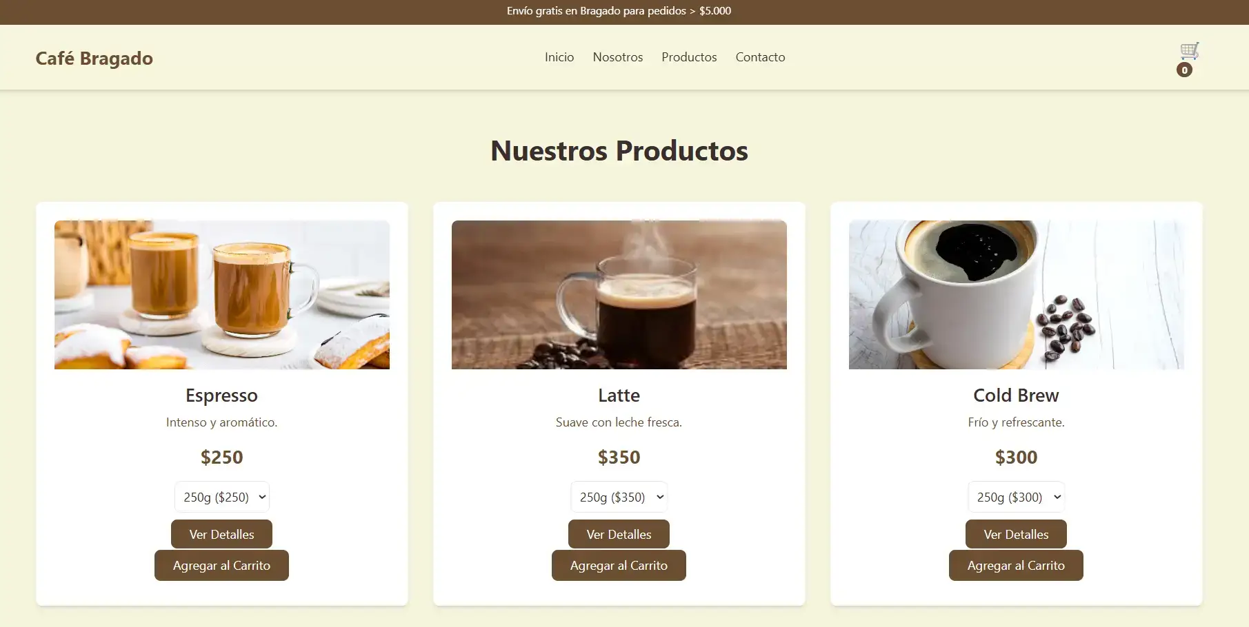 Tienda Online - Vista individual de producto con detalles.