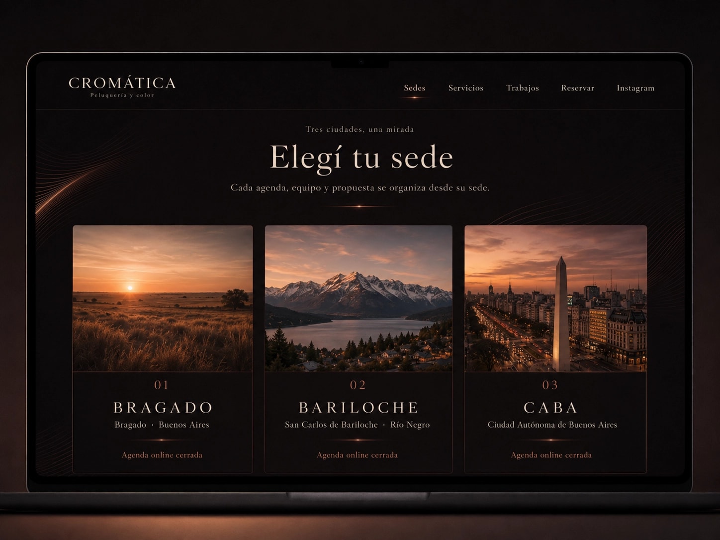 Cromática - Presentación de las sedes de Cromática en Bragado, Bariloche y CABA, permitiendo que cada ubicación tenga presencia dentro de una misma experiencia digital.